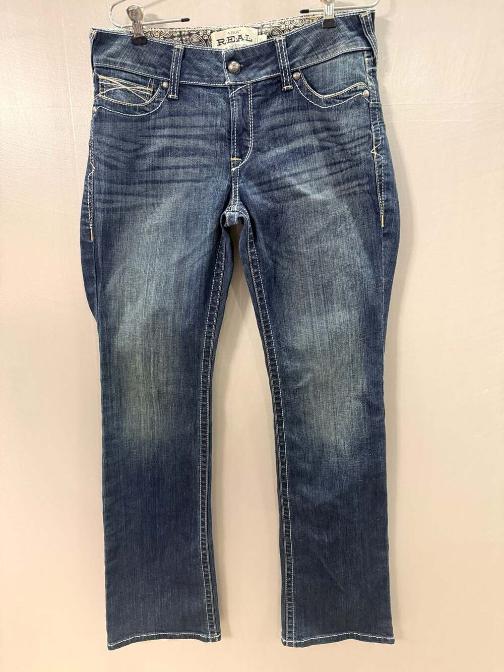 Ariat REAL Denim Womens 31L Mid Rise Bootcut Jeans Blue Western Riding Cowgirl